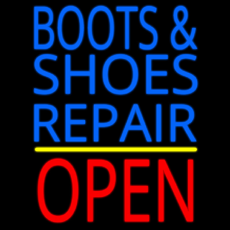 Blue Boots And Shoes Repair Open Enseigne Néon