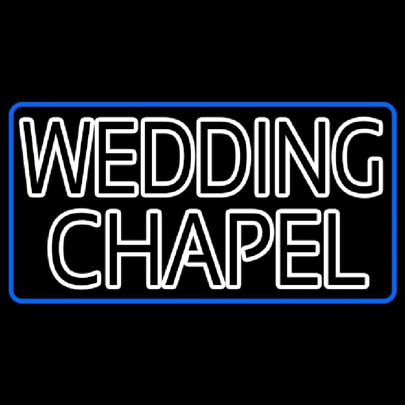 Blue Border Double Stroke Wedding Chapel Enseigne Néon