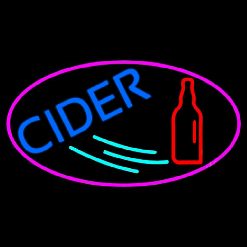 Blue Cider With Pink Oval Enseigne Néon