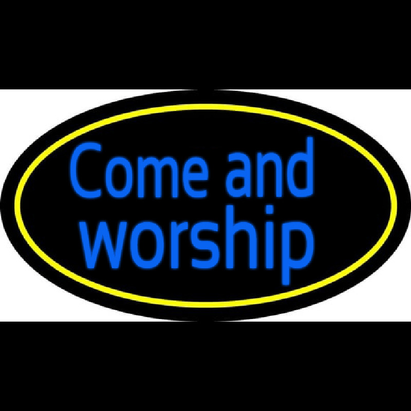 Blue Come And Worship Enseigne Néon