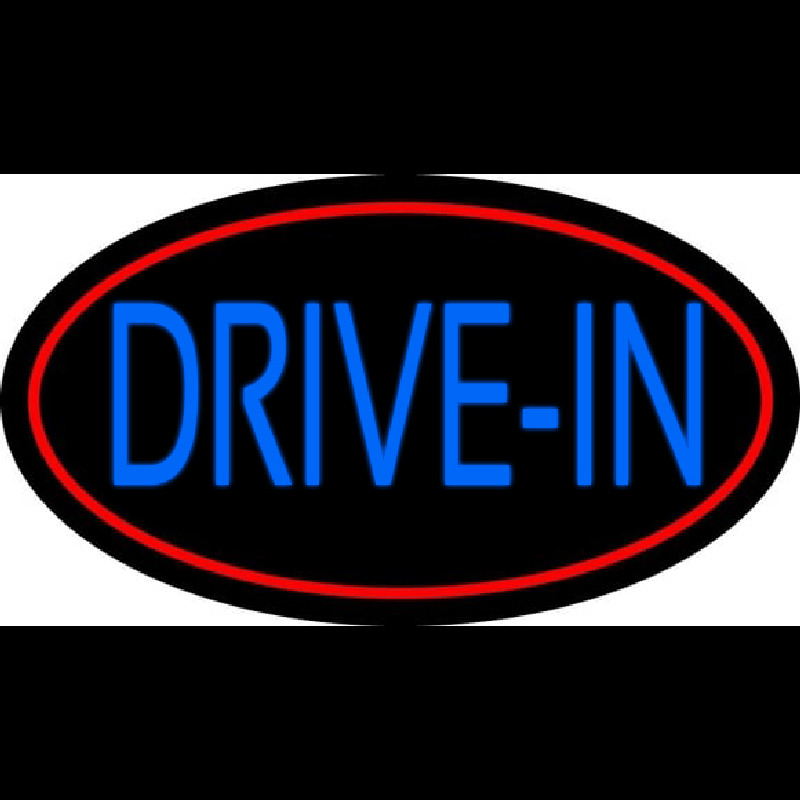 Blue Drive In With Red Border Enseigne Néon