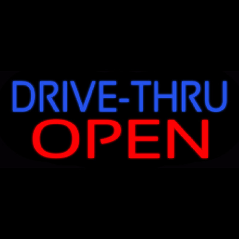 Blue Drive Thru Red Open Enseigne Néon