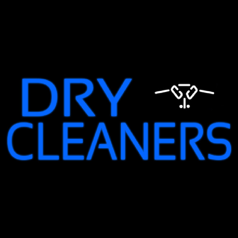 Blue Dry Cleaners Logo Enseigne Néon