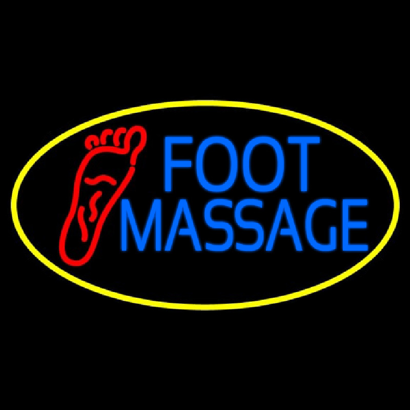 Blue Foot Massage With Yellow Oval Enseigne Néon