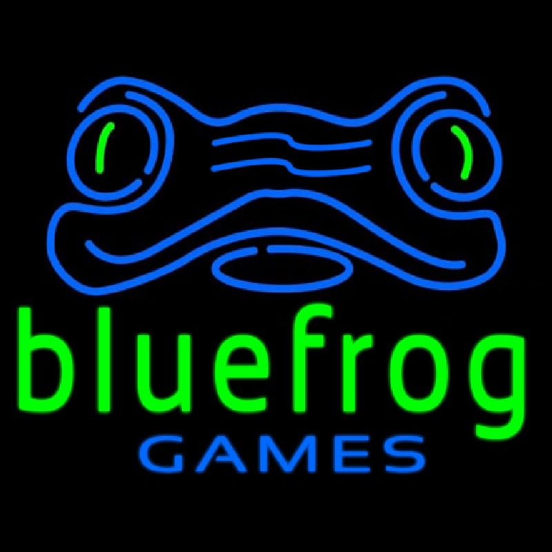 Blue Frog Games Logo Enseigne Néon