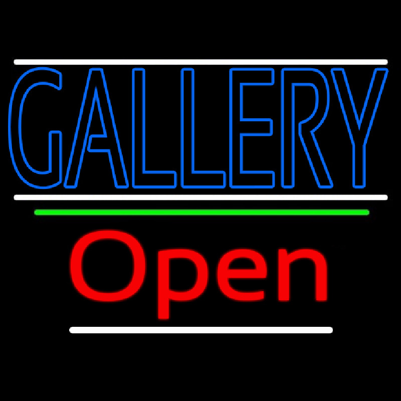Blue Gallery With White Line With Open 3 Enseigne Néon