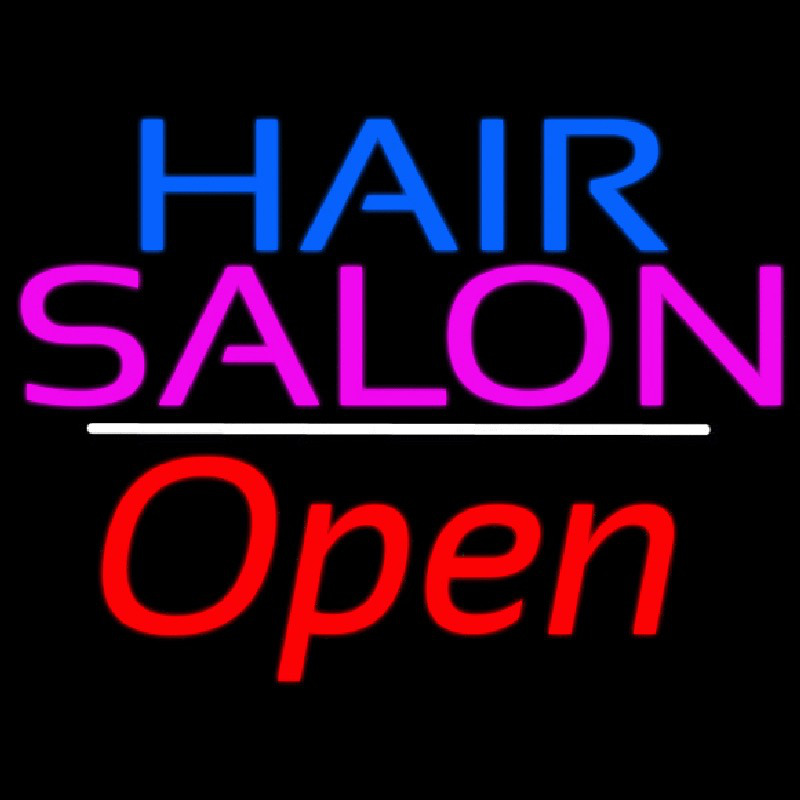 Blue Hair Salon Open White Line Enseigne Néon