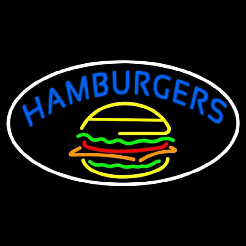 Blue Hamburgers Oval Enseigne Néon