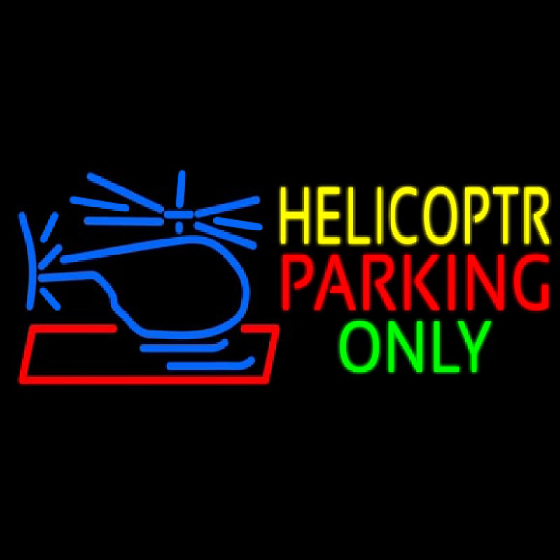 Blue Helicopter Parking Only Enseigne Néon