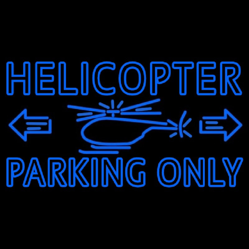 Blue Helicopter Parking Only Enseigne Néon