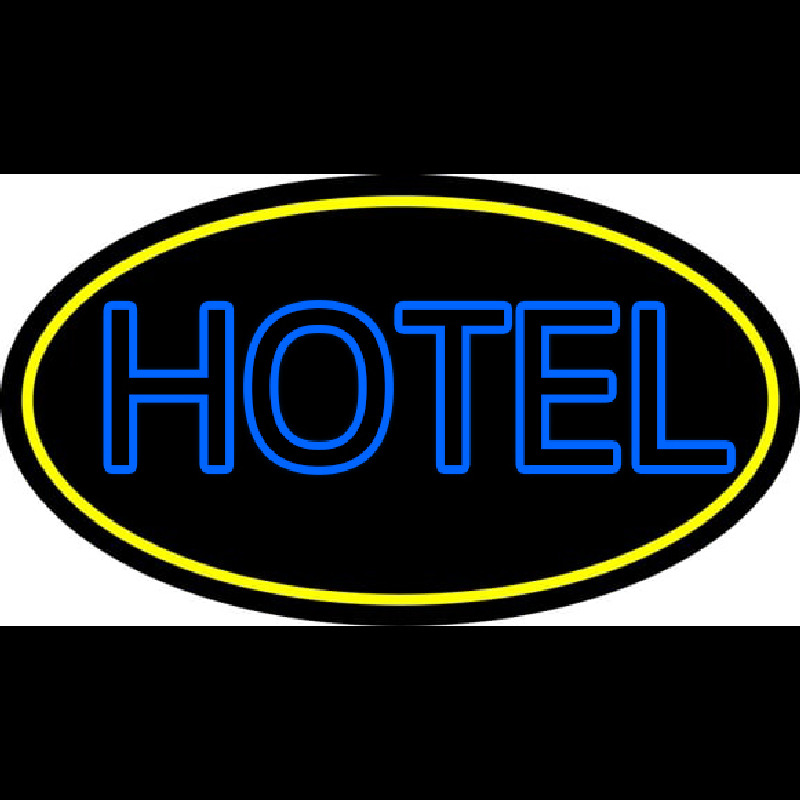 Blue Hotel With Yellow Border Enseigne Néon