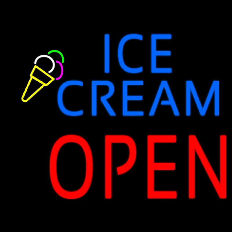 Blue Ice Cream Block Open Enseigne Néon
