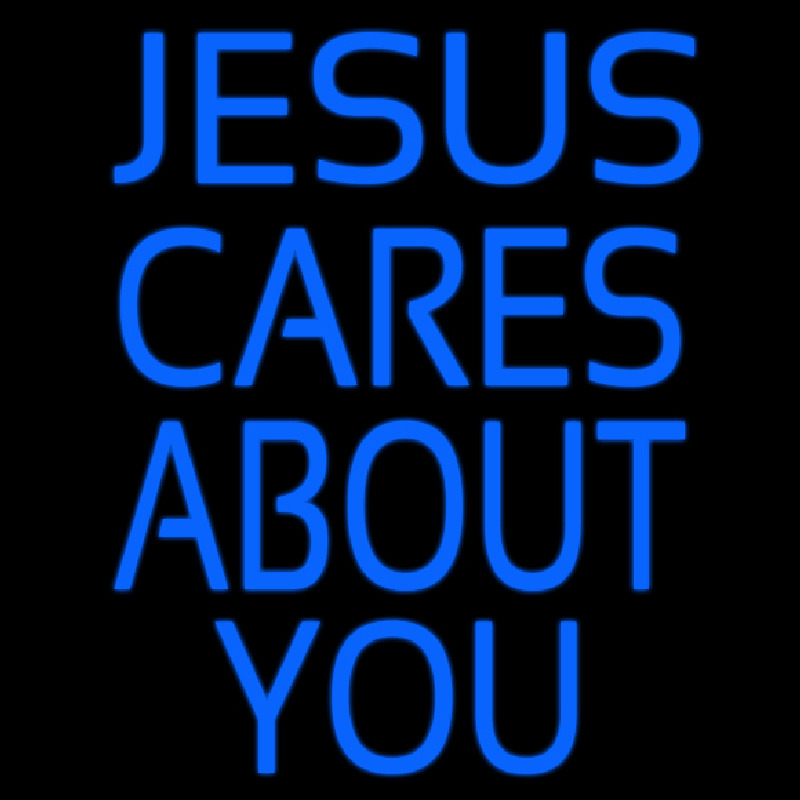 Blue Jesus Cares About You Enseigne Néon