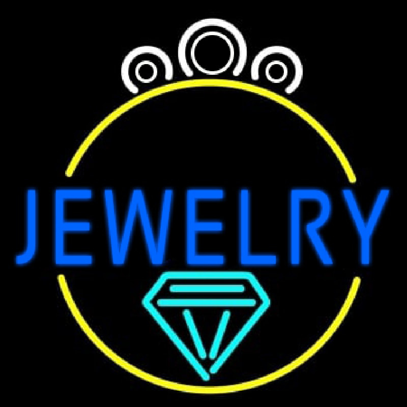Blue Jewelry Center Ring Logo Enseigne Néon