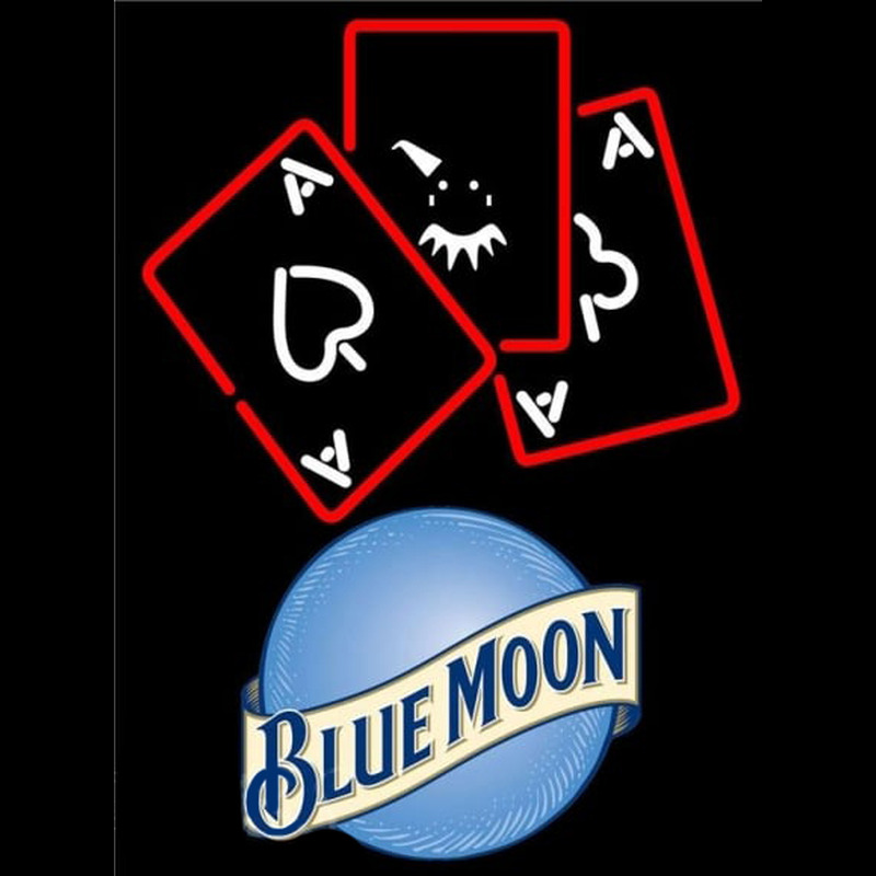 Blue Moon Ace And Poker Beer Sign Enseigne Néon