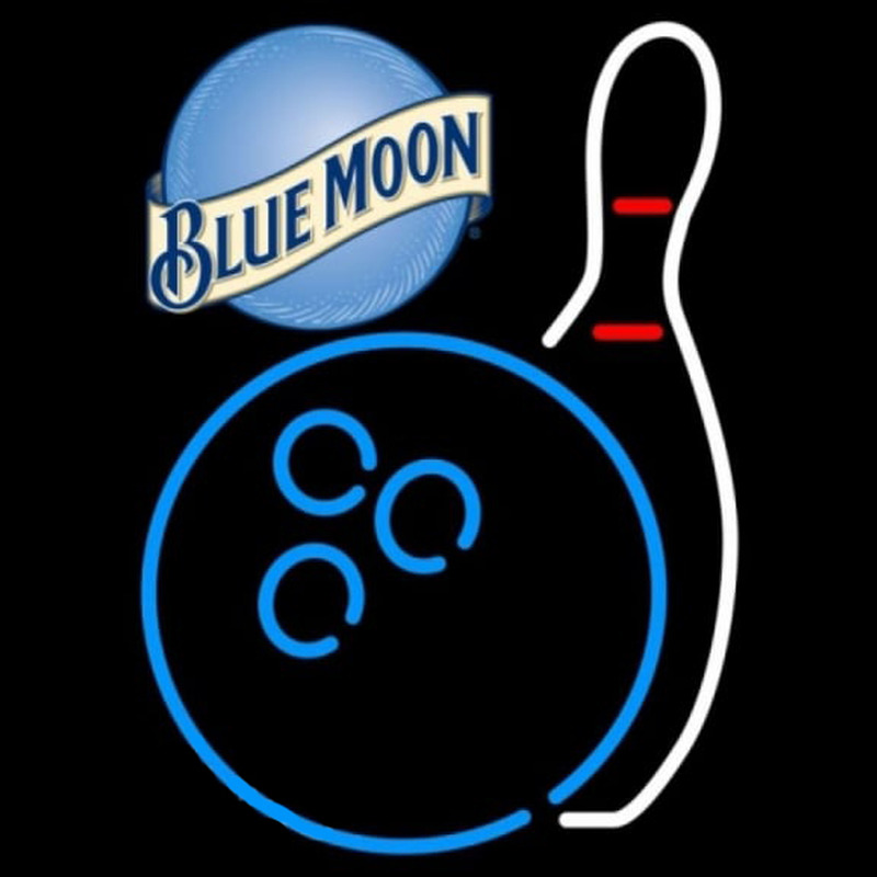 Blue Moon Bowling Blue White Beer Sign Enseigne Néon