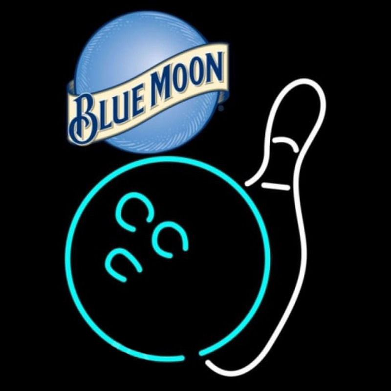 Blue Moon Bowling White Beer Sign Enseigne Néon