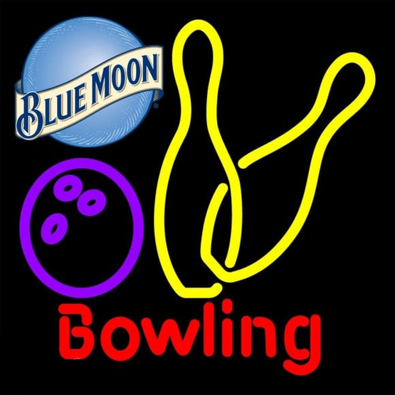 Blue Moon Bowling Yellow 16 16 Beer Sign Enseigne Néon