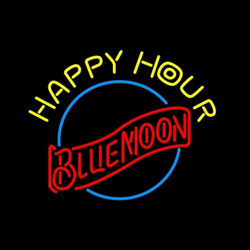 Blue Moon Classic Happy Hour Beer Sign Enseigne Néon