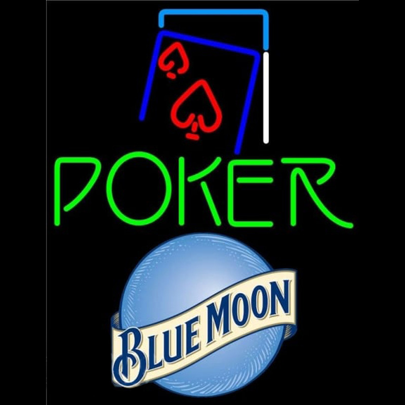Blue Moon Green Poker Red Heart Beer Sign Enseigne Néon