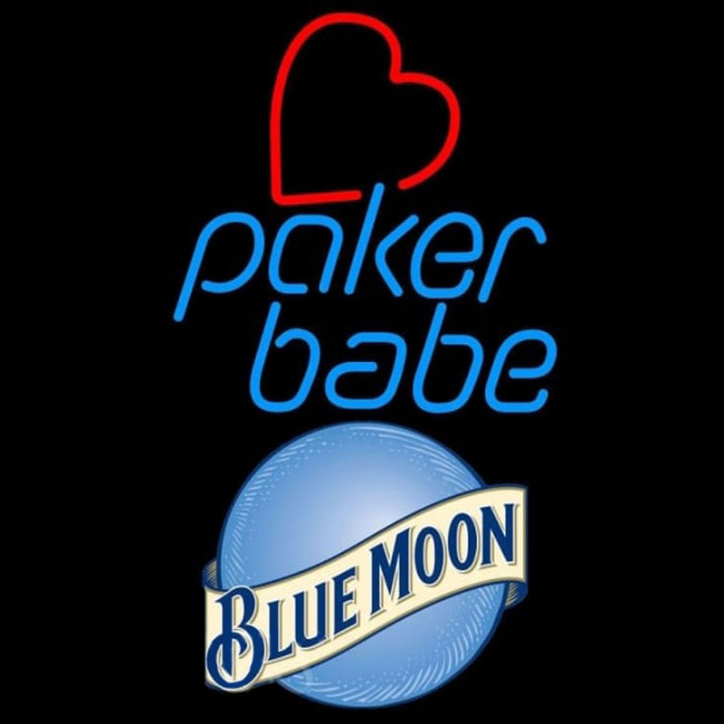 Blue Moon Poker Girl Heart Babe Beer Sign Enseigne Néon