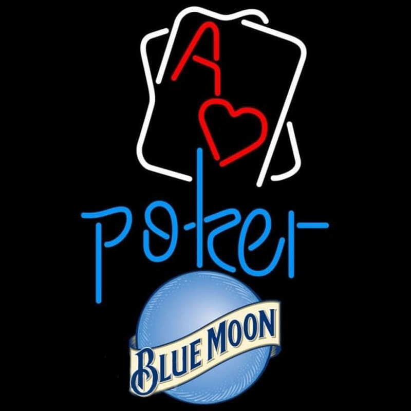Blue Moon Rectangular Black Hear Ace Beer Sign Enseigne Néon
