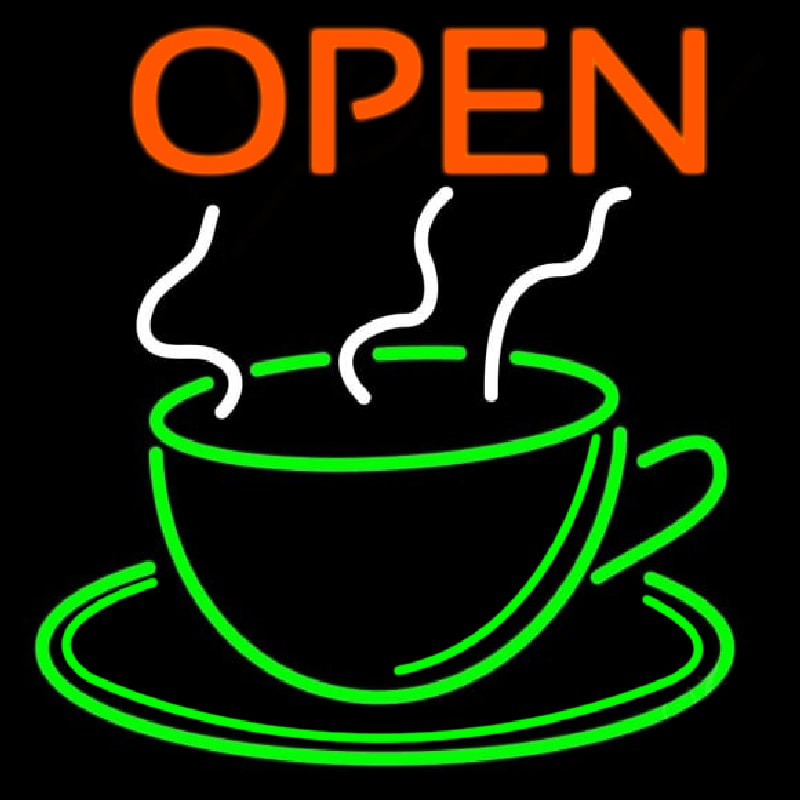 Blue Open Coffee Cup Enseigne Néon