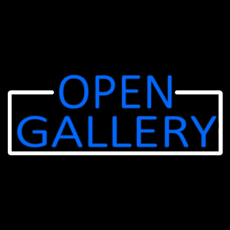 Blue Open Gallery With White Border Enseigne Néon