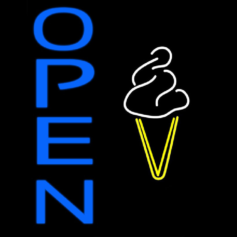 Blue Open Ice Cream Cone Enseigne Néon
