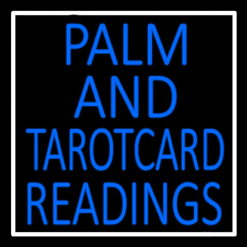 Blue Palm And Tarot Card Readings Enseigne Néon