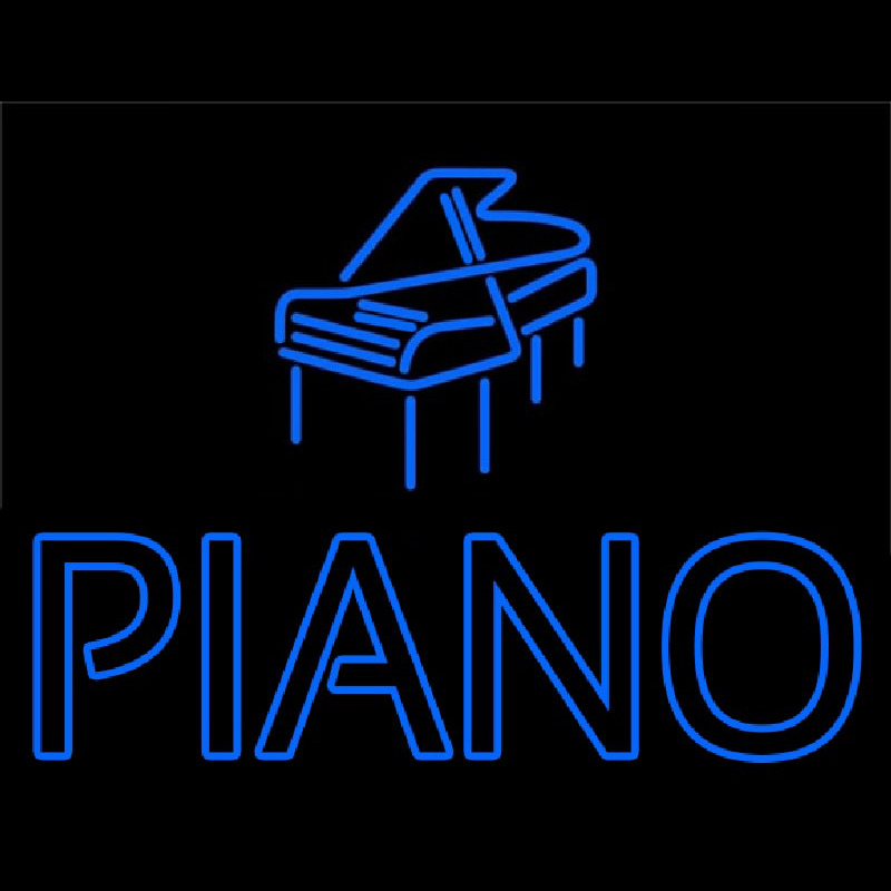 Blue Piano With Logo Enseigne Néon