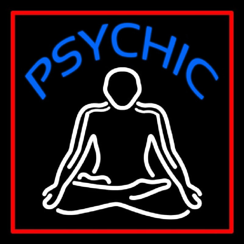 Blue Psychic Logo With Red Border Enseigne Néon