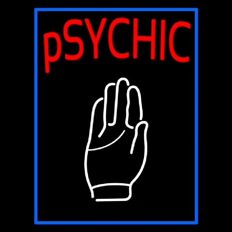 Blue Psychic With Palm Enseigne Néon