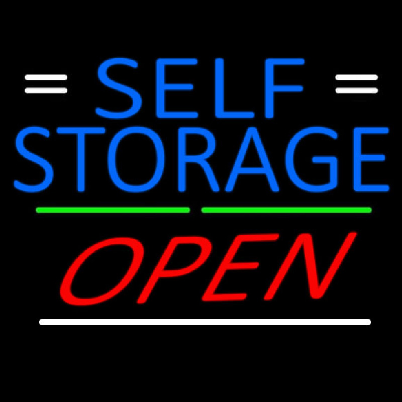 Blue Self Storage With Open 3 Enseigne Néon