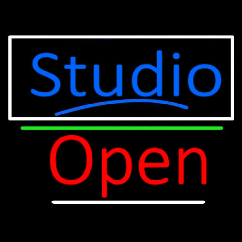 Blue Studio With Open 3 Enseigne Néon