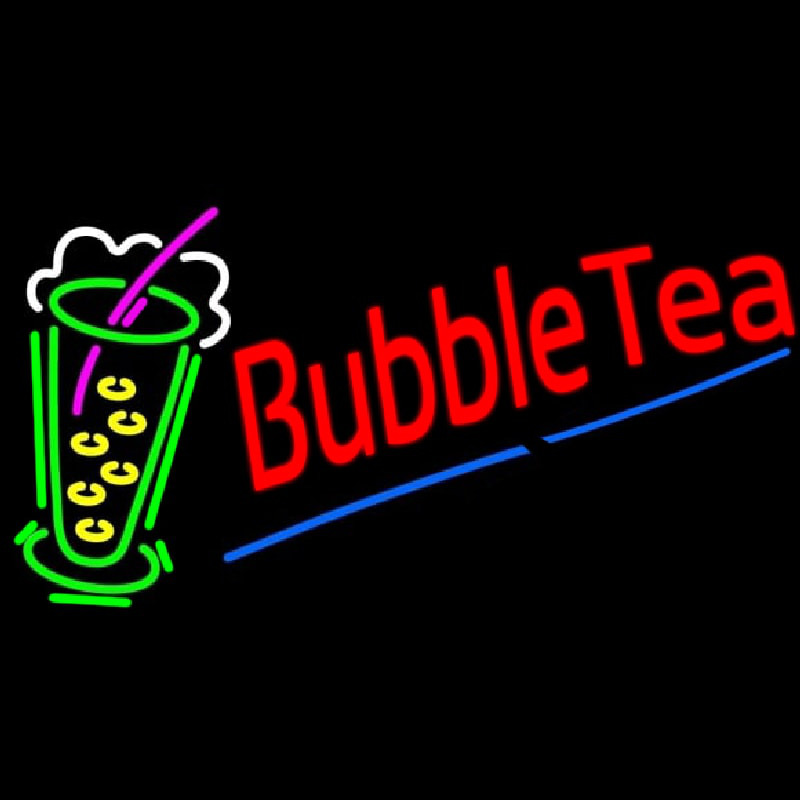 Bubble Tea With Tea Glass Enseigne Néon