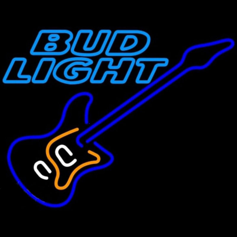 Bud Light Blue Electric Guitar Beer Sign Enseigne Néon