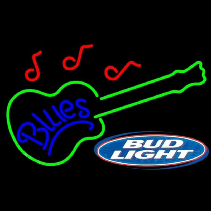 Bud Light Blues Guitar Beer Sign Enseigne Néon