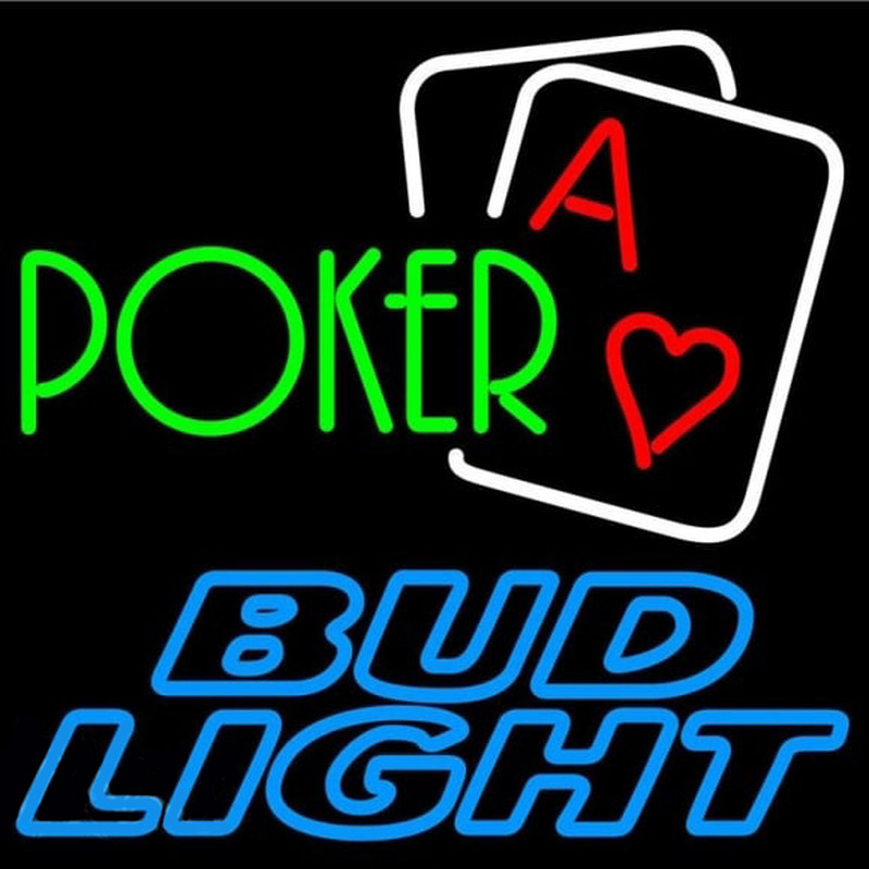 Bud Light Green Poker Beer Sign Enseigne Néon