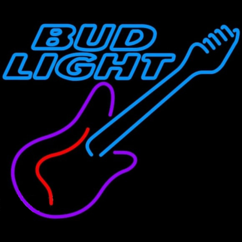 Bud Light Guitar Purple Red Beer Sign Enseigne Néon