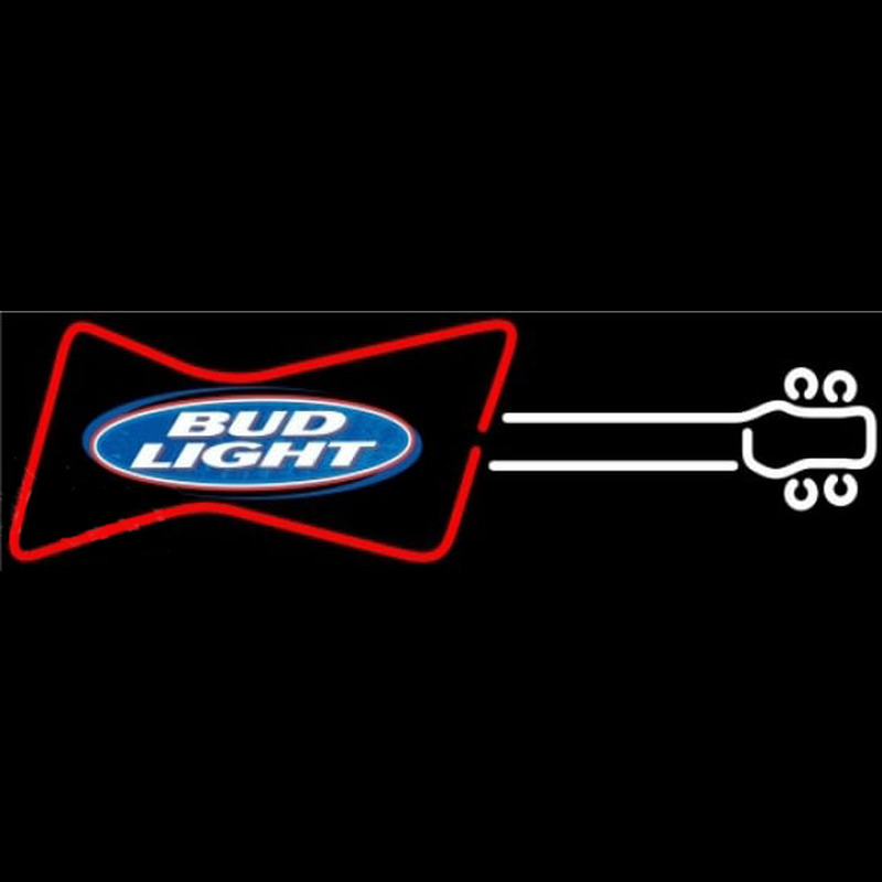 Bud Light Guitar Red White Beer Sign Enseigne Néon