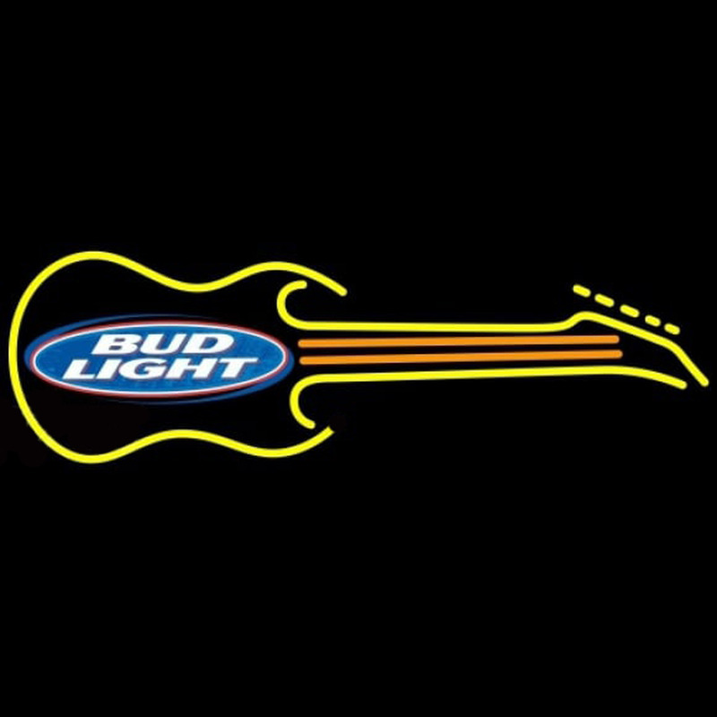 Bud Light Guitar Yellow Orange Beer Sign Enseigne Néon
