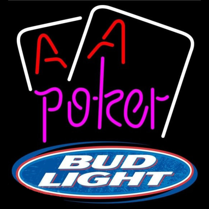 Bud Light Purple Lettering Red Aces White Cards Beer Sign Enseigne Néon