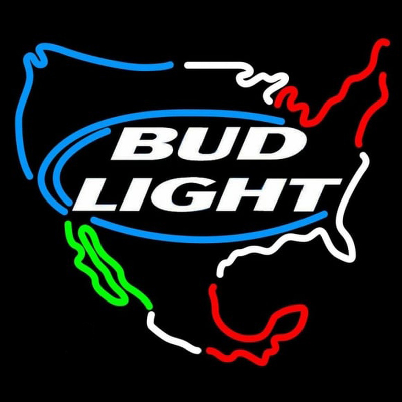 Bud Light Usa Map Beer Sign Enseigne Néon