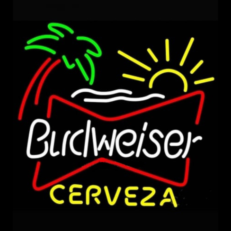 Budweiser Palm Tree Cerveza Beer Light Enseigne Néon