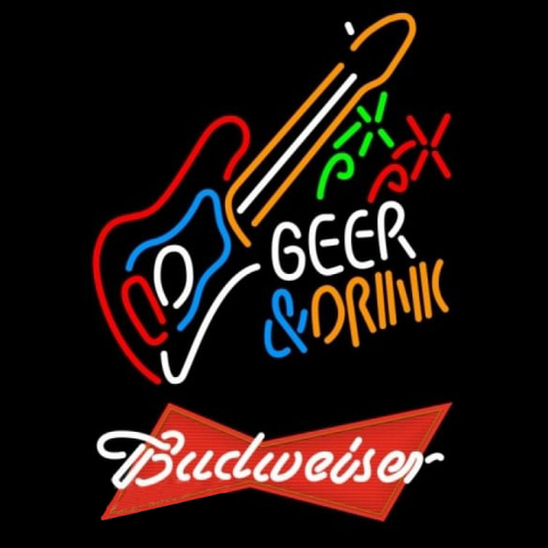 Budweiser Red And Drink Guitar Beer Sign Enseigne Néon