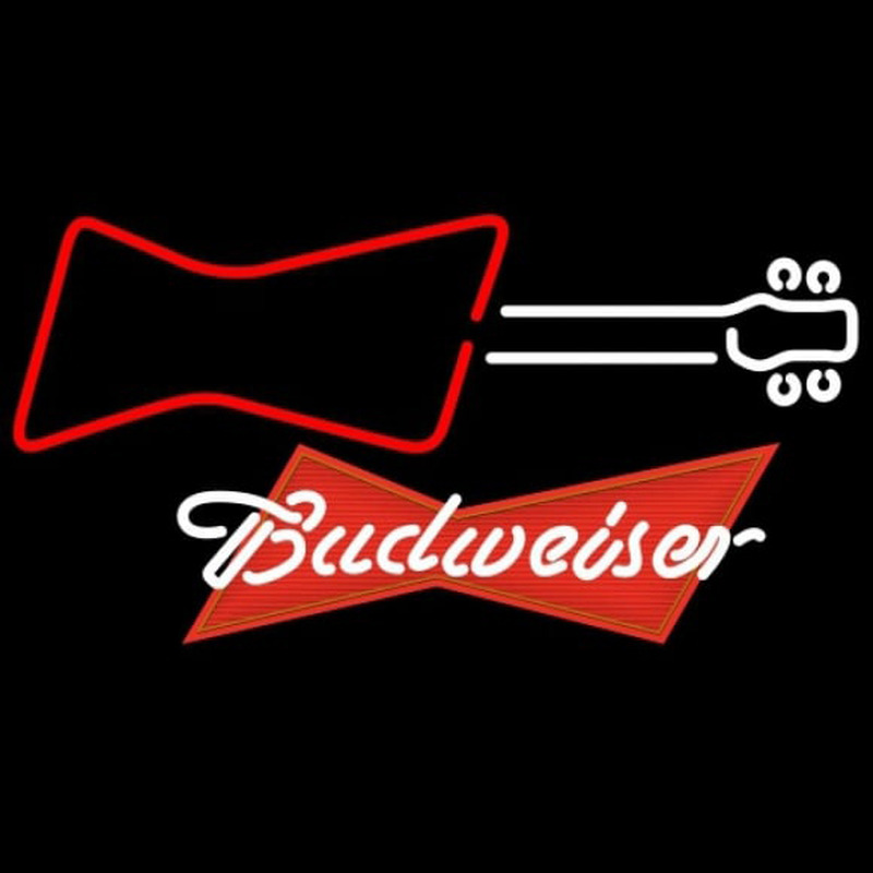 Budweiser Red Guitar Red White Beer Sign Enseigne Néon