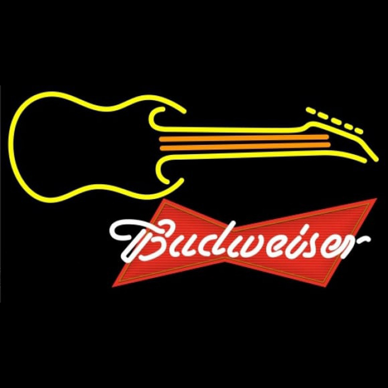 Budweiser Red Guitar Yellow Orange Beer Sign Enseigne Néon