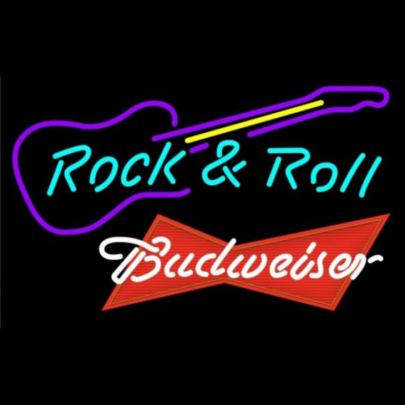 Budweiser Red Rock N Roll Guitar Beer Sign Enseigne Néon