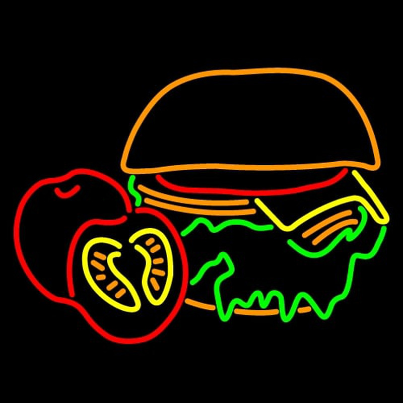 Burger With The Lettuce Tomato Bun Enseigne Néon